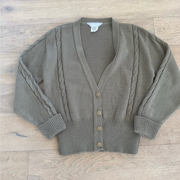 Blair Sweaters - Vintage Blair Cardigan In Mocha With Gold Button Small